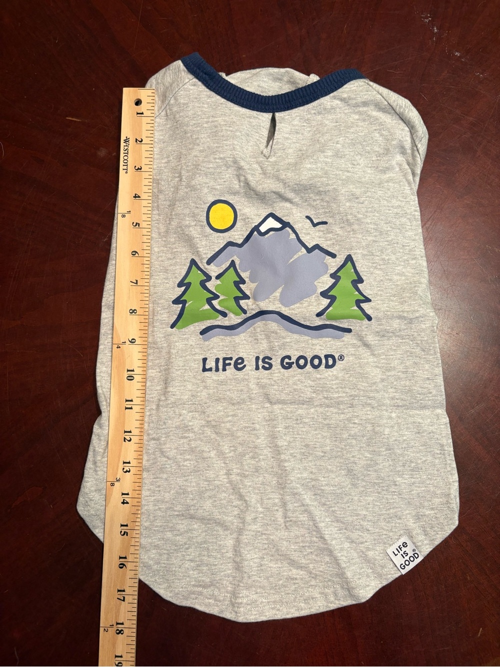 Life is Good Gray Dog Tee with Mountain Graphic